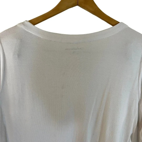 Croft & Barrow White Top Plus 2X Lace Accent Geometric Patterned Cotton Blend - Picture 8 of 9